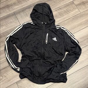 Adidas Black Windbreaker with White Accents